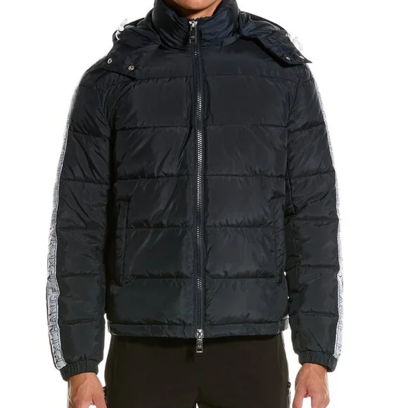 Armani Exchange Logo Men's Hooded Puffer Coat Jacket Large Dark Navy Color - Picture 4 of 8